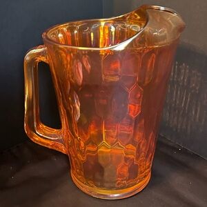 Jeanette Marigold Honeycomb Iridescent Pitcher Vintage